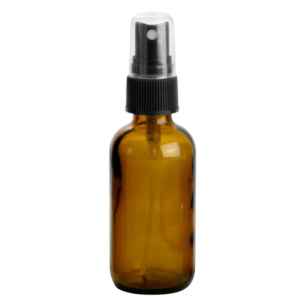 Earth'sAromatique AmberGlassBottle with BlackFineMistSprayer 1oz
