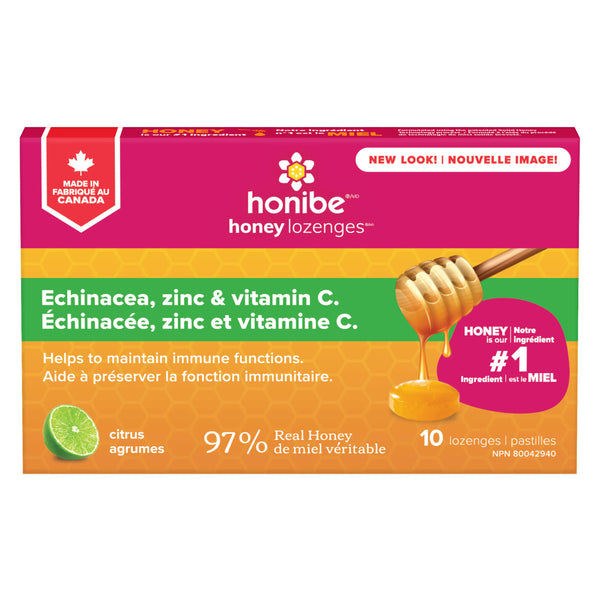 Box of Honibe ImmuneBoost w/EchinaceaZincVitaminC  Citrus 10pc