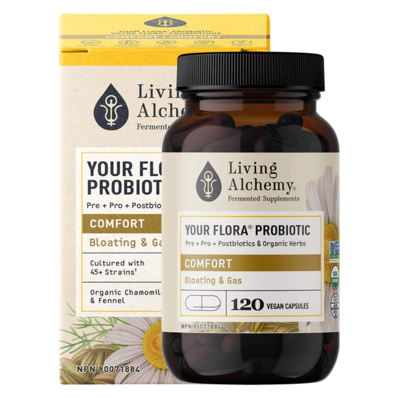 Box&Bottle of LivingAlchemy YourFlora Comfort 120Capsules
