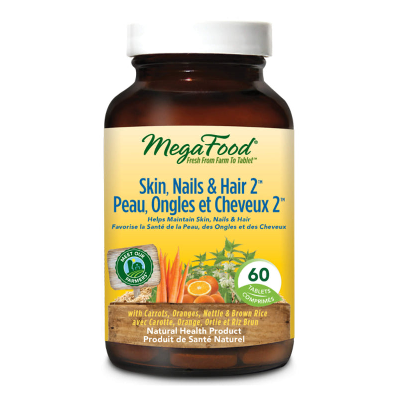 Bottle of MegaFood SkinNails&Hair2 60Tablets