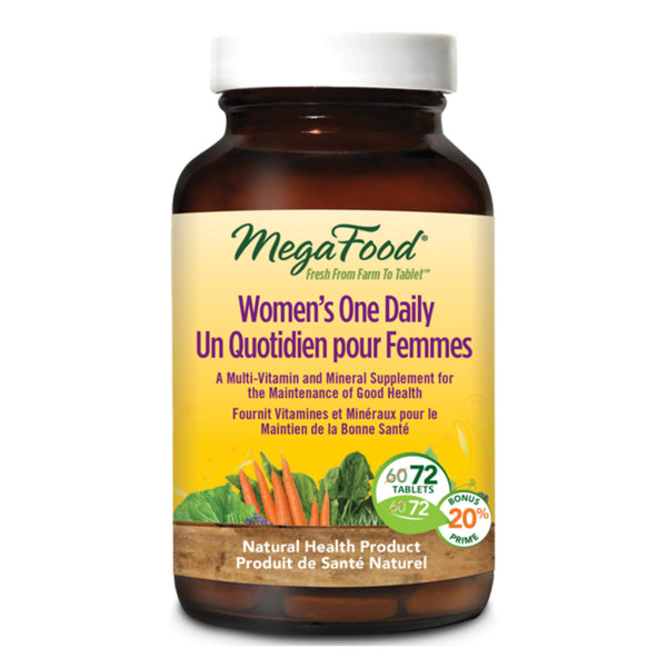 Bottle of MegaFood Women'sOneDaily 72Tablets