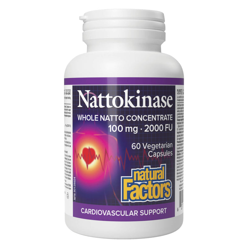 Bottle of NaturalFactorsNattokinase 100mg 2000FU 60VegetarianCapsules