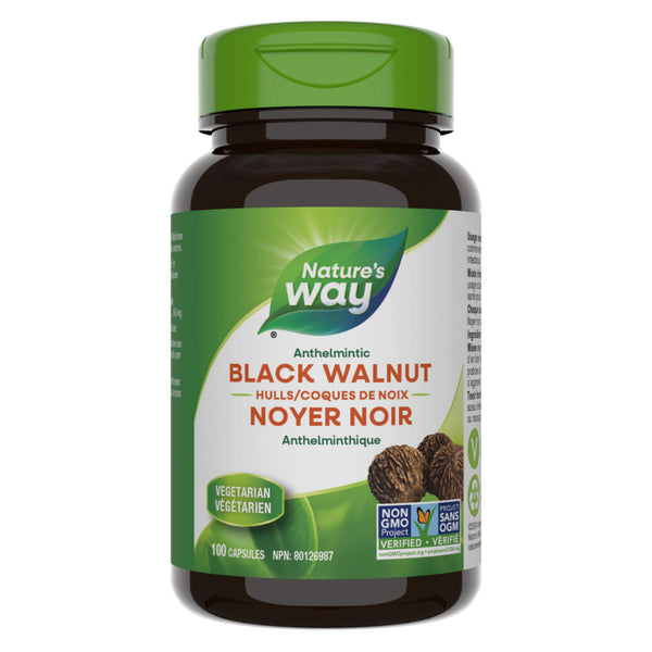 Bottle of Nature'sWay BlackWalnutHulls 100Capsules