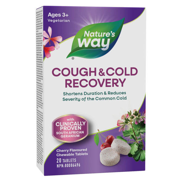 Box of Nature'sWay Cough&Cold Recovery CherryFlavoured 20ChewableTablets