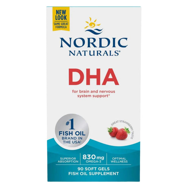 Box of NordicNaturals DHA 830mgOmega-3 45Servings ServingSize2Softgels 90Softgels