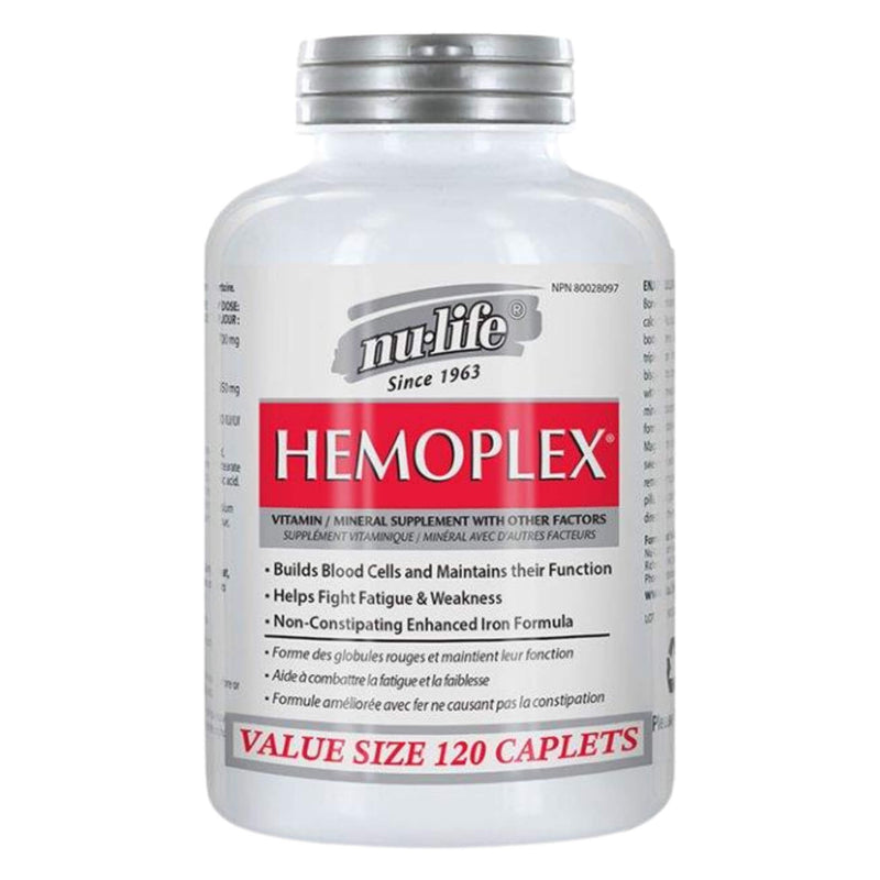 Bottle of Nu-Life Hemoplex 120Caplets