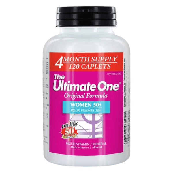 Bottle of Nu-Life UltimateOneWomen50+ 120Caplets