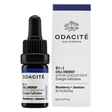 Box and Bottle of Odacite Bl+J CellEnergy Blueberry+Jasmine FacialSerumConcentrate 5ml 
