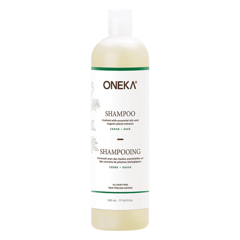 Bottle of OnekaElements Shampoo Cedar&Sage 500mL