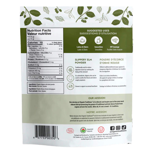 Back of Organic Slippery Elm 200g
