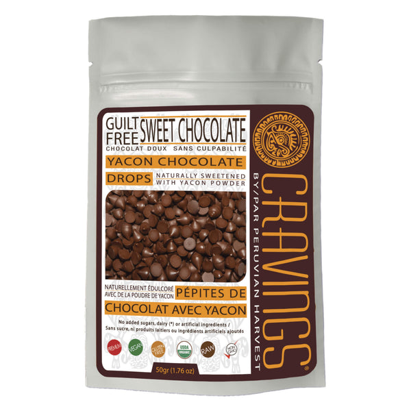 Bag of PeruvianHarvest CravingsYaconChocolateDrops 50g