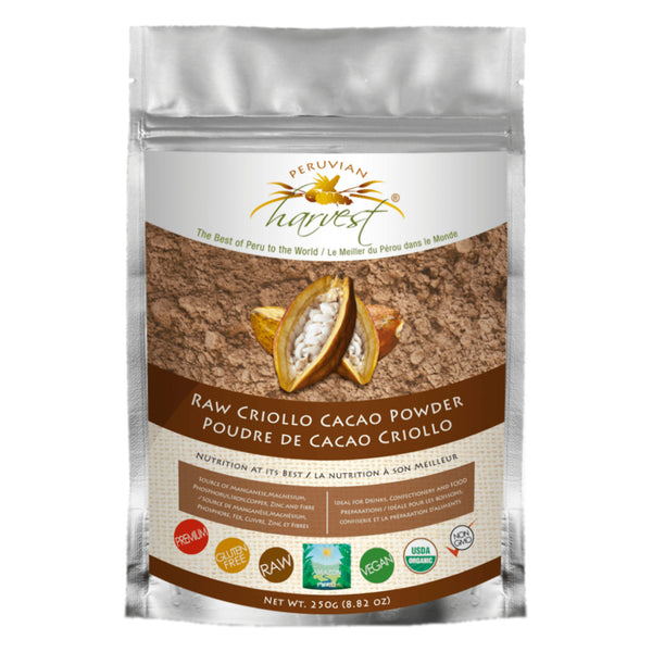 Bag of PeruvianHarvest CriolloCacaoPowder Raw 250g