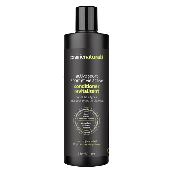 Bottle of PrairieNaturals Men'sActiveSport DailyConditioner 350ml