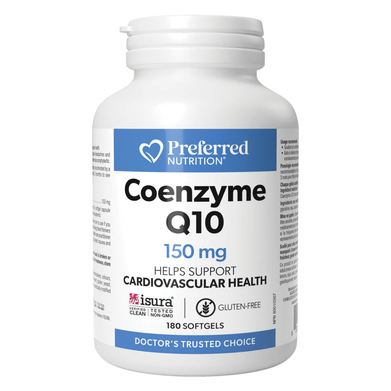 Bottle of PreferredNutrition CoenzymeQ10 150mg 180Softgels