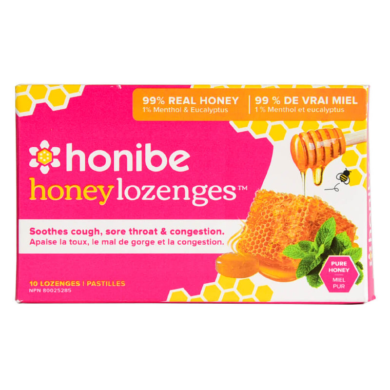 Box of Honibe HoneyLozenges PureHoney Menthol&Eucalyptus 10Lozenges