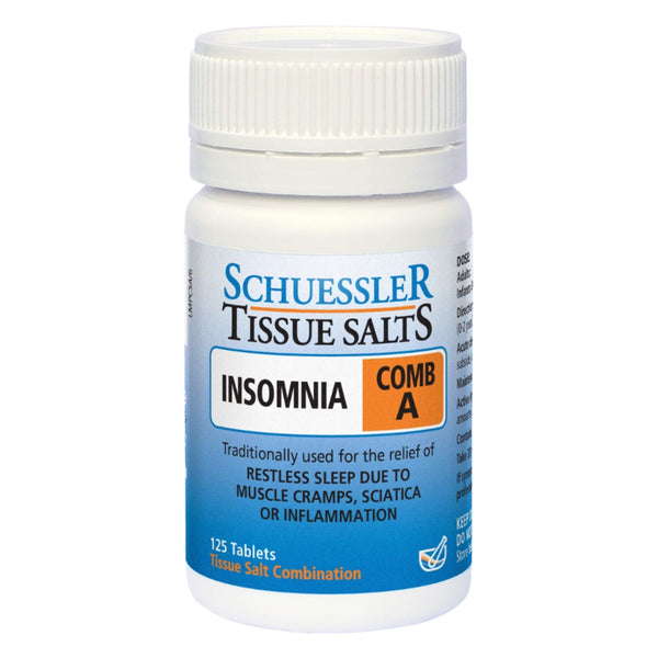 Bottle of SchuesslerTissueSalts Insomnia CombA 125Tablets