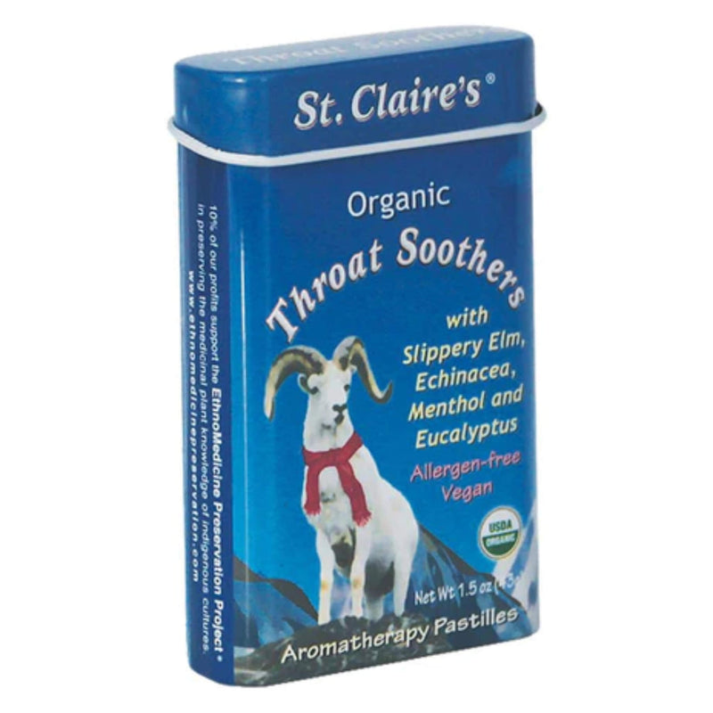 Tin of St.Claire's OrganicThroatSoothersPastilles 43g