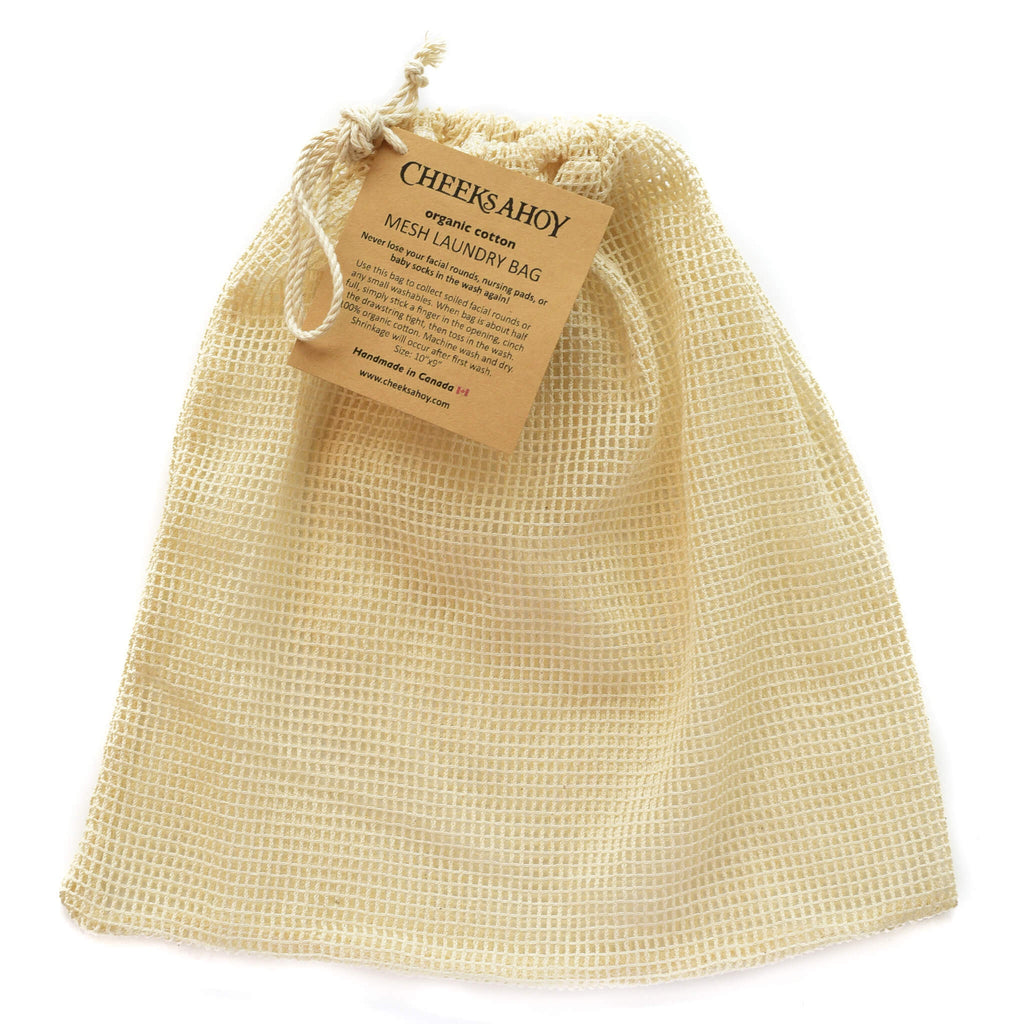 Cheeks Ahoy - Organic Cotton Mesh Laundry Wash Bag With Drawstring - 10x9